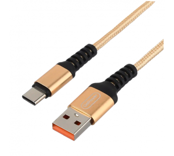 Кабель GoPower GP02T USB (m)-Type-C (m) 1м 2.4A нейлон золотой (1/200/800)#2117730