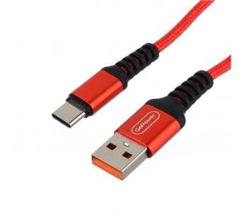 Кабель GoPower GP02T USB (m)-Type-C (m) 1м 2.4A нейлон красный (1/200/800)#2117728