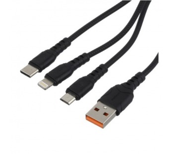 Кабель GoPower GP05-3-1 USB (m)-2хType-C/Lightning/microUSB (m) 1м черный (1/200/800)#2117726