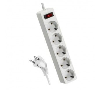 Сетевой фильтр Космос 5р.С/З 10A 1.8м ПВС 3x0.75мм² белый (1/20)#2117681