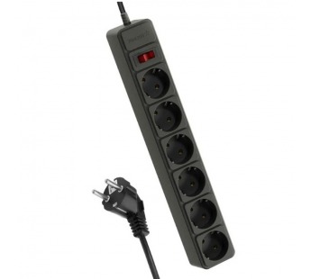 Сетевой фильтр Космос 6р.С/З 16A 1.8м ПВС 3x1мм² с выкл. черный (1/20)#2117699