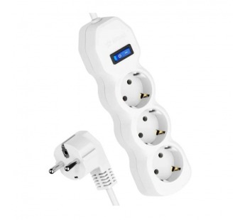 Удлинитель Космос 3р.С/З 10A 3.0м с выкл. ПВС 3х0.75мм² IP20 белый (1/35)#2117706