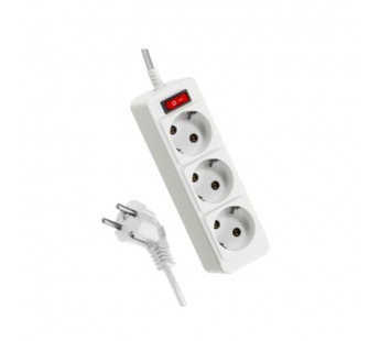 Удлинитель Космос 3р.С/З 10A 3.0м с выкл. ПВС 3x0.75мм² белый (1/30)#2130628