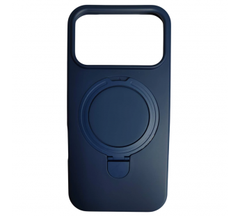 Чехол силиконовый iPhone 17 Pro MagSafe цветной с кольцом синий#2118400