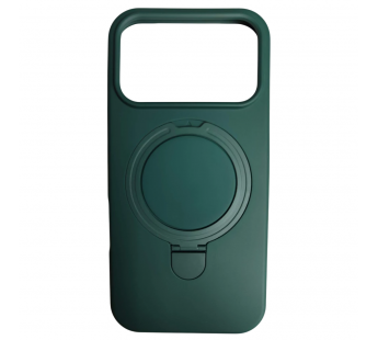 Чехол силиконовый iPhone 17 Pro Max MagSafe цветной с кольцом темно-зеленый#2118479