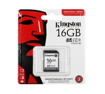 SDHC  16GB  Kingston Class 10 UHS-I U3 V30 Industrial Temperature (100 Mb/s)#2118966