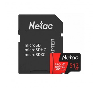 MicroSDXC  512GB  Netac  P500  Extreme Pro Class 10 UHS-I A1 V30 (100 Mb/s) + SD адаптер#2119172