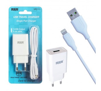 Сетевой адаптер питания MRM MR21 1USB 2.1A + кабель Lightning (белый)#2119738