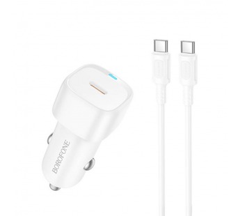 Автомобильное ЗУ BOROFONE BZ34A + кабель Type-C/Type-C (PD/20W) белое#2122150