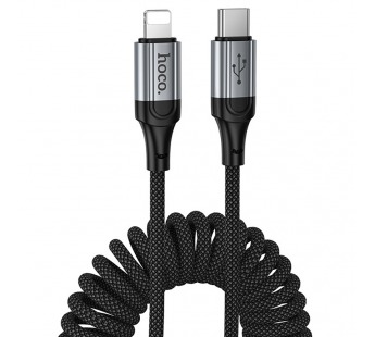 Кабель Type-C - Lightning Hoco X121 (3A, 27W, PD, 1.5 м, пружина) Черный#2126318