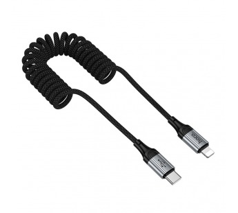 Кабель Type-C - Lightning Hoco X121 (3A, 27W, PD, 1.5 м, пружина) Черный#2126317