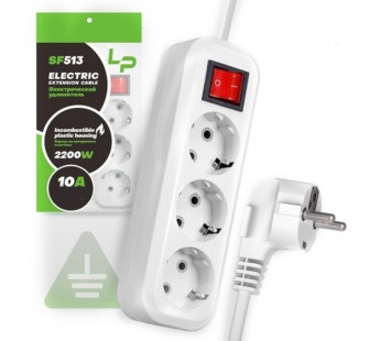 Сетевой фильтр LP SF513 С/З с переключателем (белый) 8м#2120381