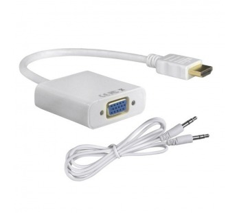 Кабель HDMI - VGA + шнур 3,5mm H178 (белый)#2124343