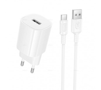 Сетевой адаптер питания BOROFONE BA101A 1USB 2.1A + кабель Type-C (белый)#2120128