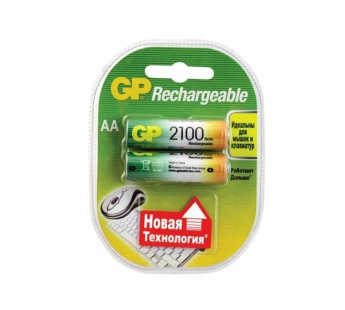 Аккумулятор бытовой GP HR6 AA BL2 NI-MH 2100mAh в пластиковой упаковке клемшел (2/20/200)#2120586