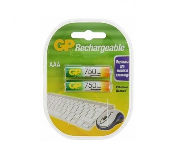 Аккумулятор бытовой GP HR03 AAA BL2 NI-MH 750mAh в пластиковой упаковке клемшел (2/20/200)#2120584