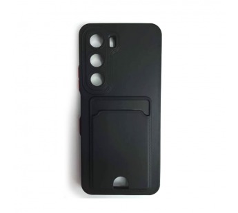 Чехол силиконовый Infinix Hot 60/60i матовый цветной с визитницей черный#2122603