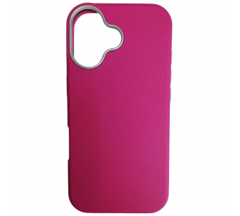 Чехол пластиковый iPhone 17 ЭкоКожа с ободком фуксия#2126835