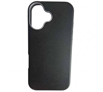 Чехол пластиковый iPhone 17 ЭкоКожа с ободком черный#2126843