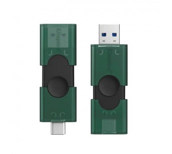 USB 3.2  256GB  Kingston  DataTraveler Duo G2  (USB 3.0/3.2 + Type C)  темно зёленый#2134951