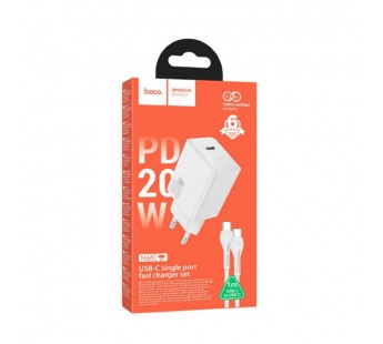 Сетевое ЗУ HOCO N68 + кабель Type-C/Type-C (PD 20W) белое#2122799