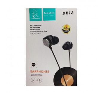 Проводные наушники 3.5 DENMEN DR18 черные#2129564