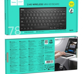 Клавиатура Hoco GM70, беспроводная USB, цвет черный#2122719