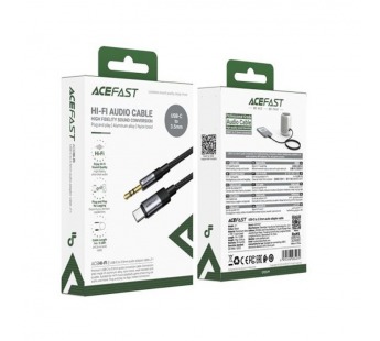 Кабель AUX "3,5 мм" Jack - Type-C Acefast J11 (оплетка нейлон) (1 м) Черный#2138949