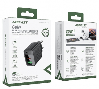Сетевое зарядное устройство ACEFAST A98 PD30W GaN (1C1A), цвет черный#2124674