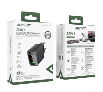 Сетевое зарядное устройство ACEFAST A98 PD30W GaN (1C1A), цвет черный#2132037