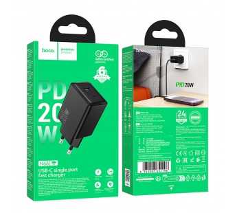 Адаптер Сетевой Hoco N68 Nuevo PD Type-C 3A/20W (black) (240344)#2125315