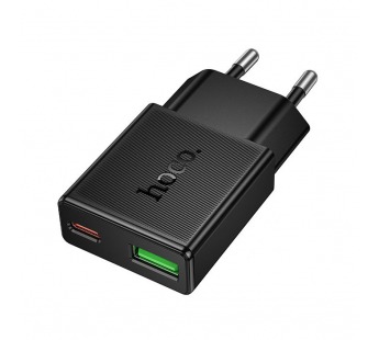 Адаптер Сетевой Hoco N73 Mini PD+QC3.0 USB/Type-C 3A/20W (black) (242972)#2125308