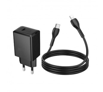 Адаптер Сетевой с кабелем Hoco N68 Nuevo PD Type-C 20W (Type-C/Lightning) (black) (242960)#2125304
