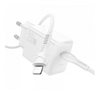 Адаптер Сетевой с кабелем Hoco N68 Nuevo PD Type-C 20W (Type-C/Lightning) (white) (242959)#2125305