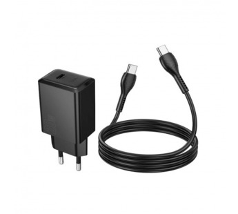 Адаптер Сетевой с кабелем Hoco N68 Nuevo PD Type-C 20W (Type-C/Type-C) (black) (242962)#2125306