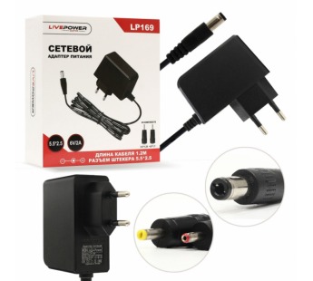Блок питания 6V Live-Power LP169 6V/2A (5,5*2,5) + 2 насадки 4.0*1.7/3.5-1.35 #2125530
