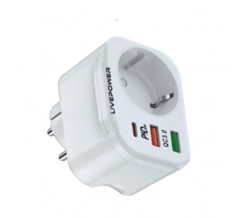 Сетевой адаптер питания LP NS3 3USB 1 розетка QC3.0+ PD20W 38W (белый)  #2125521