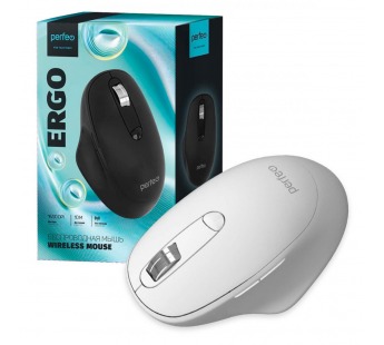 Мышь беспроводная Perfeo ERGO (C3595) оптическая, 4кн., 800-1600dpi, USB белая, шт#2125595