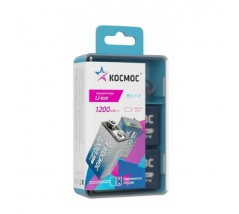 Аккумулятор КОСМОС Li-ion Крона, 9V, PP3 1200 mWh (2/6/144)#2125564