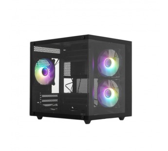 Корпус Invader Q3S кубик + 3 ARGB вентилятора + пылевой фильтр + закаленное стекло, Micro-ATX, Mini-, шт#2158982