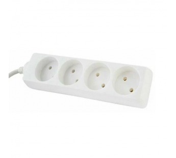 Удлинитель НАРОДНЫЙ 4 гнезда, 1,5 метра, без заземления, 10А, 2300 Вт, белый, ПВС 2х0,75 (1/50)#2126579