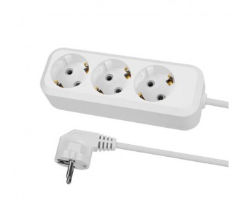 Удлинитель НАРОДНЫЙ 3 гнезда, 5 метров, с заземлением, 16А, 3680 Вт, белый, ПВС 3х1,0 (1/32)#2126580