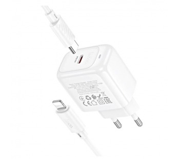 Блок питания сетевой 1 Type-C HOCO CS53A Surplus, 3.0A, PD25Вт, кабель Type-C - 8 pin, цвет: белый (1/28/168)#2128535