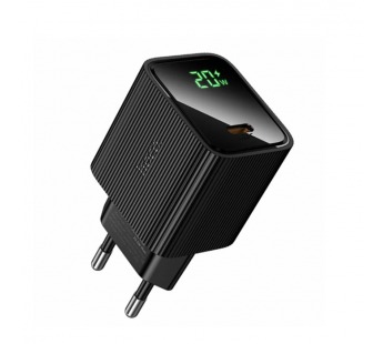 Сетевое зарядное устройство Type-C Hoco CS82A (20W, PD, с дисплеем) Черный#2128532