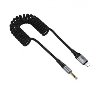 Переходник Lightning - 3,5 выход HOCO UPA33 (1,5м/пружина) черный#2130503