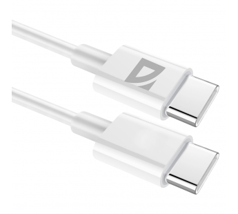 Кабель DEFENDER F182 TypeC-TypeC 1м, 60 Вт, PD,TPE,белый, пакет (1/100)#2127783