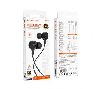 Наушники с микрофоном BOROFONE BM94 Type-C (черный), мятая упаковка#2129016