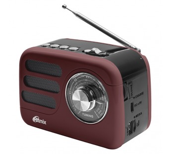 Радиоприемник трёхдиапазонный RITMIX RPR-033 CHOCOLATE, Bluetooth v.5.3, USB флэш/microSD, MP3, вход USB Type-C, шоколадный(1/30)#2129435