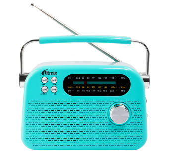 Радиоприёмник трехдиапазонный RITMIX RPR-045 AZURE, Bluetooth v.5.3, FM/AM/SW, USB, micro SD, кабель Type-C - USB (1/16)#2129408