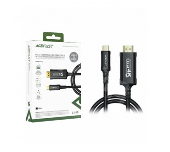 Кабель Type-C - HDMI Acefast C1-10 (ver 2.1, 4K/60 Hz, оплетка нейлон, 1.8 м) Черный#2133217